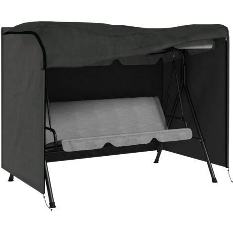 Outsunny funda balancín jardín funda columpio jardín exterior cubierta de columpio con 2 cremalleras impermeable 205x124x164 cm gris oscuro