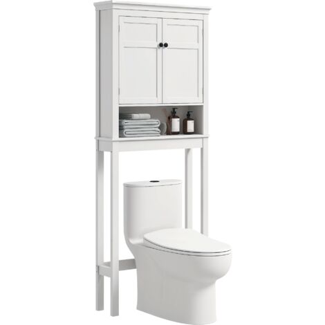 HOMCOM mueble sobre inodoro armario para lavadora con 2 puertas compartimiento y estante ajustable mueble para baño 70x20x175 cm blanco