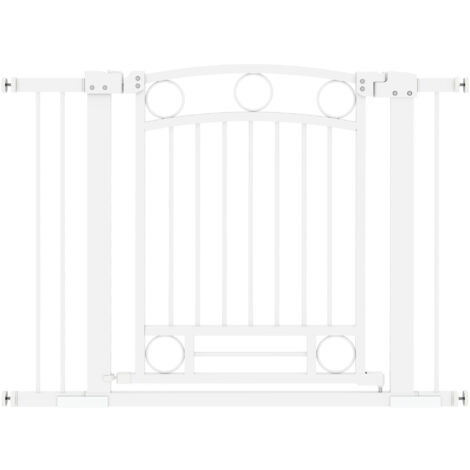 PawHut barrera para perros con ancho ajustable 76-104 cm barrera de seguridad para perros con 2 extensiones para escaleras y puertas blanco