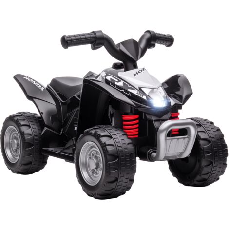 Quad eléctrico para niños de 18-36 meses vehículo eléctrico a batería 6V infantil con faros LED bocina velocidad de 2,8 km/h y avance negro
