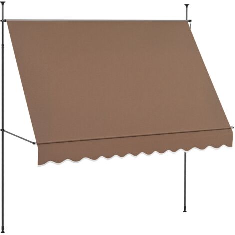 Outsunny toldo manual retráctil 3x1,2 m toldo exterior terraza enrollable altura ajustable con manivela 210-300 cm sin taladro protección UV30+ café (1/5)