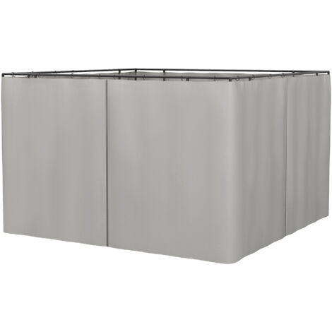 Outsunny 4 paredes laterales para cenador 3x2 m laterales de carpa con ganchos cortinas sin ventanas reemplazo lateral para carpa de jardín gris claro