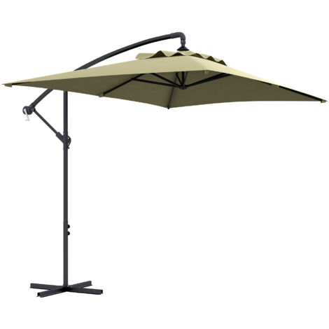 Outsunny parasol excéntrico 294x193 cm sombrilla de jardín con base cruzada y manivela impermeable protección UV sombrilla para terraza patio beige