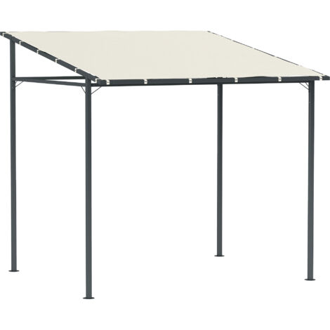 Outsunny pérgola de pared 2,4x2,4 m cenador de jardín con techo inclinado protección UV 30+ impermeable y marco de metal para patio terraza crema