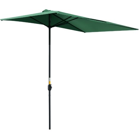Outsunny sombrilla rectangular 230x130x245 cm parasol para pared media sombrilla con manivela protección UV 30+ impermeable verde