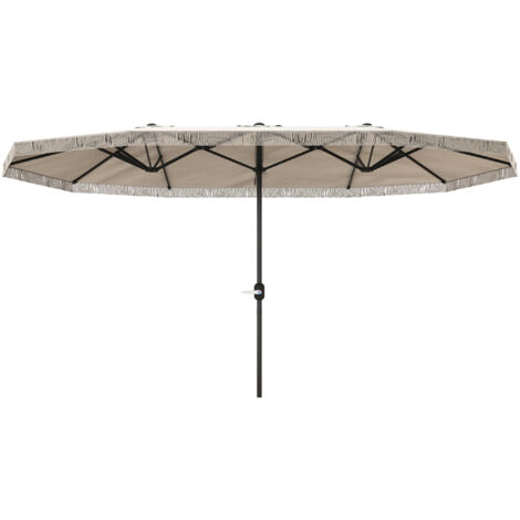 Outsunny sombrilla doble 4,5x2,65 m sombrilla terraza exterior con manivela manual resistente al agua y protección UV30+ crema