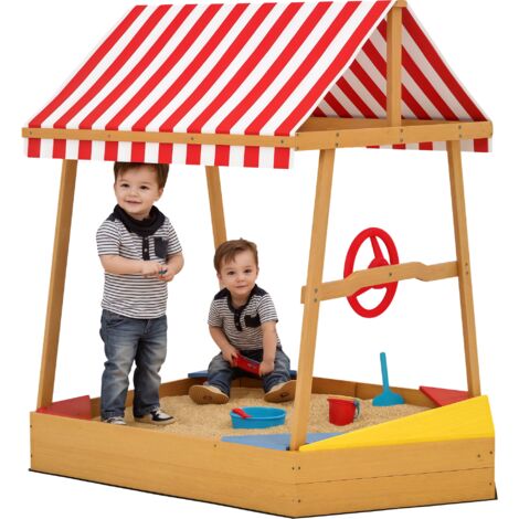Arenero Infantil Cuadrado AIYAPLAY De 133x133x16 Cm Con 4 Asientos Y Fondo Abierto, En Azul Y Blanco, Para Niños De 3 A 6 Años, Ideal Para Jardín Y Exterior
