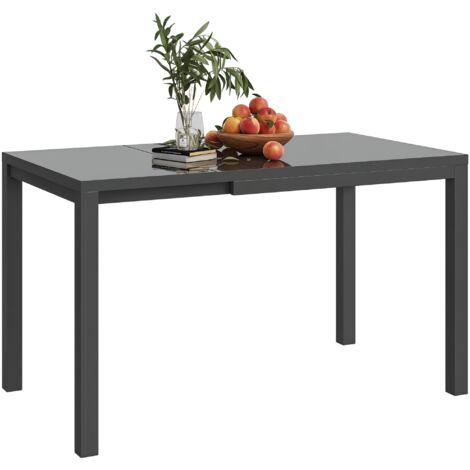 Outsunny mesa de jardín extensible mesa de comedor exterior ajustable 85-125 cm con borde de aluminio carga 70 kg para 4-6 personas para terraza