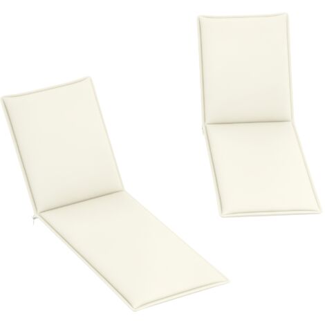 Outsunny pack 2 cojines para tumbonas plegables 193x58x6 cm con correas de sujeción protección UV resistente a salpicaduras crema