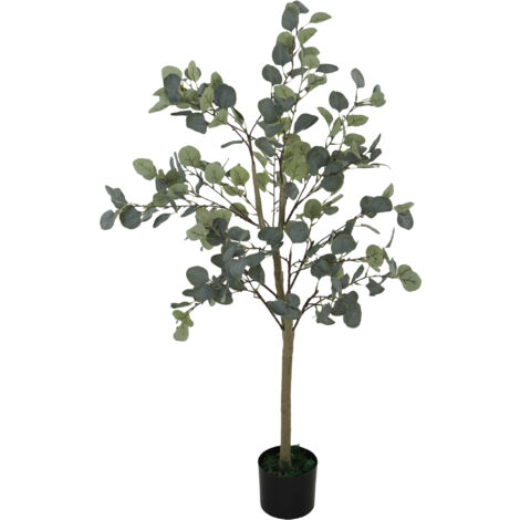 HOMCOM eucalipto artificial 150 cm planta artificial decorativa grande árbol artificial de interior con 230 hojas decoración para hogar verde