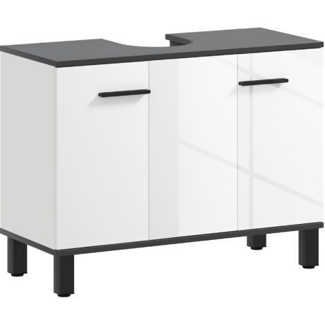 HOMCOM mueble bajo lavabo mueble de lavabo con pie con 2 puertas y estantes ajustables para lavabo con o sin pedestal 80x34x60 cm blanco