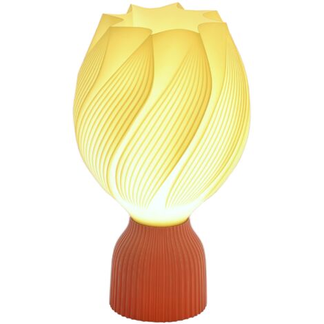 HOMCOM lámpara de mesita de noche pantalla de impresión 3D lámpara de mesa con diseño de pétalos luz cálida para dormitorio salón blanco (1/5)