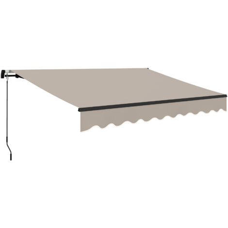 Outsunny toldo manual retráctil 360x220 cm toldo para balcón con manivela de aluminio y protección UV30+ toldo enrollable de exterior crema