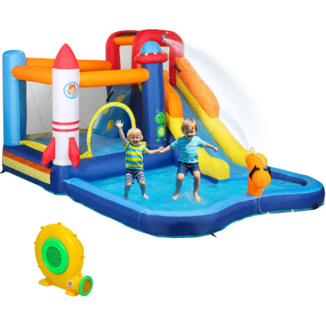 AIYAPLAY castillo hinchable grande con soplador 5 en 1 parque acuático hinchable con tobogán piscina escalada y cañón de agua 360x250x195 cm