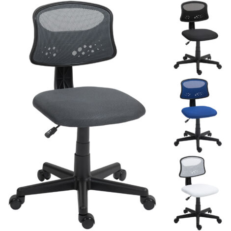 HOMCOM silla de oficina sin brazos silla de escritorio giratoria con respaldo de malla transpirable altura ajustable carga 120 kg gris