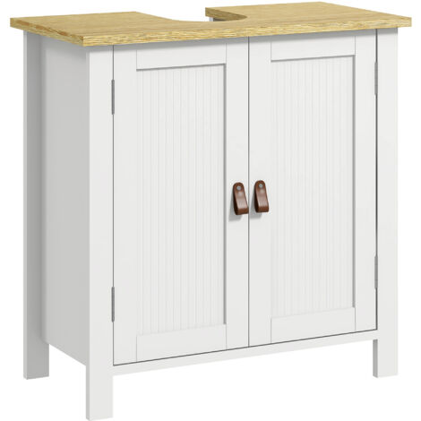 kleankin mueble bajo lavabo mueble de lavabo con pie con 2 puertas y estante ajustable sin lavabo 60x30x60 cm blanco