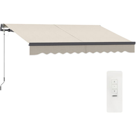 Outsunny toldo eléctrico retráctil con mando a distancia 3x2,5 m manivela marco de aluminio y protección UV30+ para puerta ventana crema