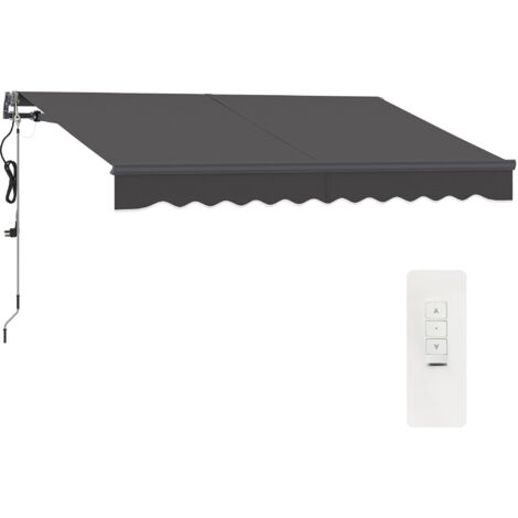 Outsunny toldo eléctrico retráctil con mando a distancia 3x2,5 m manivela marco de aluminio y protección UV30+ para puerta ventana gris