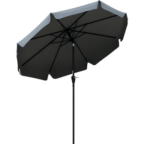 Outsunny sombrilla terraza exterior Ø266 cm sombrilla de jardín con ángulo ajustable protección UV50+ poste de aluminio y manivela gris oscuro