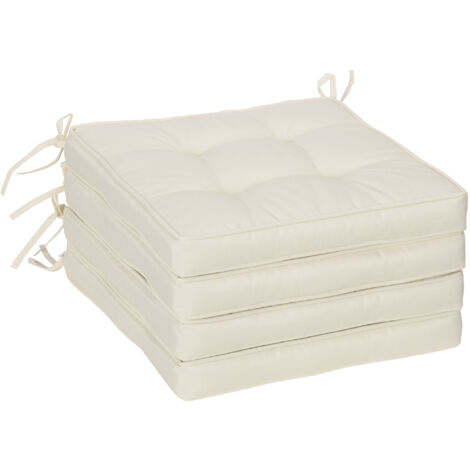 Outsunn conjunto de cojines para sillas de comedor 42x42x5 cm juego de 4 piezas cojines para sillas de jardín con 2 amarres de fijación crema