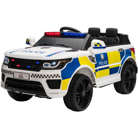 Homcom – Coche eléctrico infantil de policía 12V – Mando a distancia bluetooth – Luces y bocina – Hasta 45 minutos de conducción (1/5)