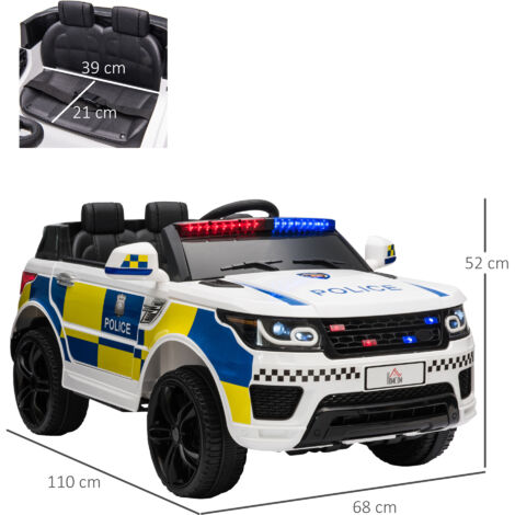 AIYAPLAY Coche Eléctrico Infantil De Policía 12V Con Motor Doble, Suspensión 4 Ruedas Y Mando A Distancia 2.4G – Luces, Sirena Y Música Bluetooth, Para Niños De 3 A 5 Años