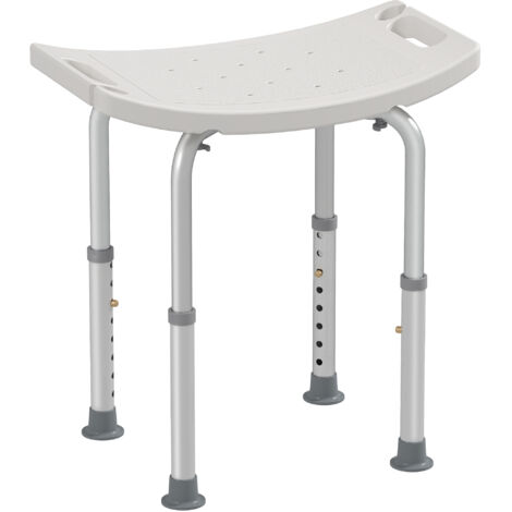 Taburete de Ducha Silla Baño Altura Regulable Patas Antideslizantes Aluminio