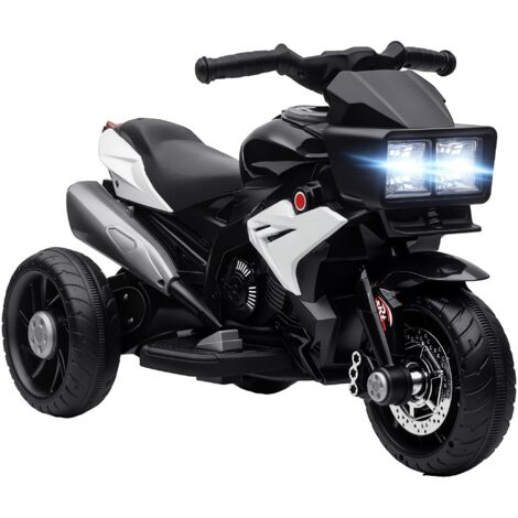 Moto eléctrica para niños de +3 años moto de batería 6V con luces música bocina neumáticos anchos moto para niños con velocidad 3 km/h negro
