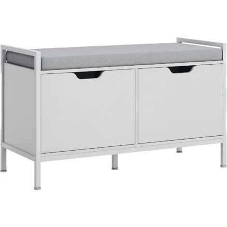 Banco zapatero mueble zapatero con asiento cojín extraíble para 4 pares de zapatos banco zapatero para entrada recibidor pasillo 84x35x50 cm blanco