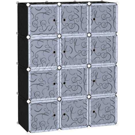 Armario Modular Plástico Estantería 12 Cubos con Puertas Montaje