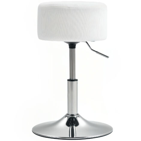 HOMCOM 2 taburete de bar taburete de cocina regulable en altura 52-66 cm tapizado en pana giratorio en 360° blanco (1/5)