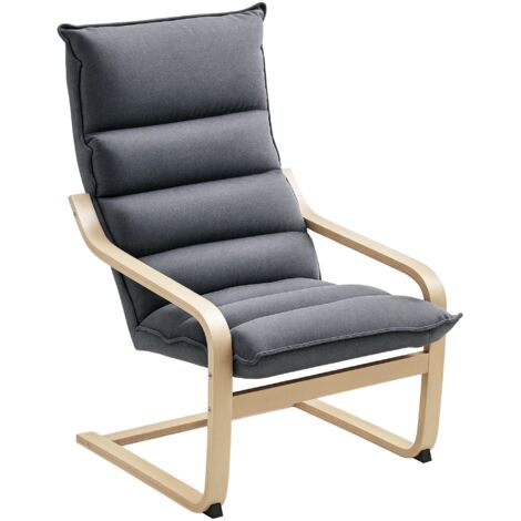 HOMCOM sillón de salón moderno butaca de salón con respaldo alto reposabrazos y patas de madera tapizado en terciopelo gris