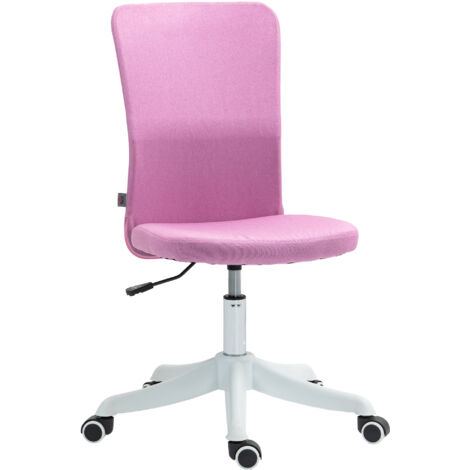 HOMCOM silla de escritorio sin brazos silla de oficina giratoria tapizado en lino sintético con altura ajustable para estudio carga 120 kg rosa (1/5)