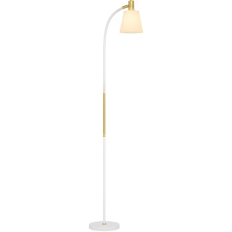 HOMCOM lámpara de pie LED lámpara de pie salón con altura ajustable pantalla interruptor basculante para sala de estar oficina dormitorio blanco