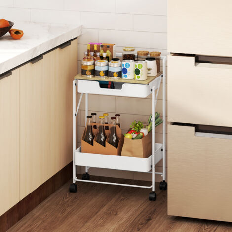HOMCOM Carrito Auxiliar Con Ruedas De 2 Niveles Carro De Cocina homcom-carrito-auxiliar-con-ruedas-de-2-niveles-carro-de-cocina