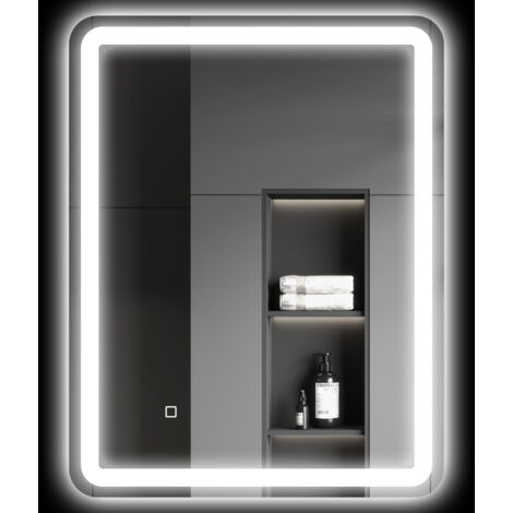 HOMCOM espejo de baño con Luces LED 60x80 cm espejo de pared antivaho con 3 temperaturas de color regulable función de memoria horizontal y vertical