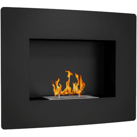 HOMCOM chimenea de bioetanol de pared con tanque de 0,9 L tiempo de combustión 3,3H para interiores 15-20 m² 66x16x52 cm negro (1/5)