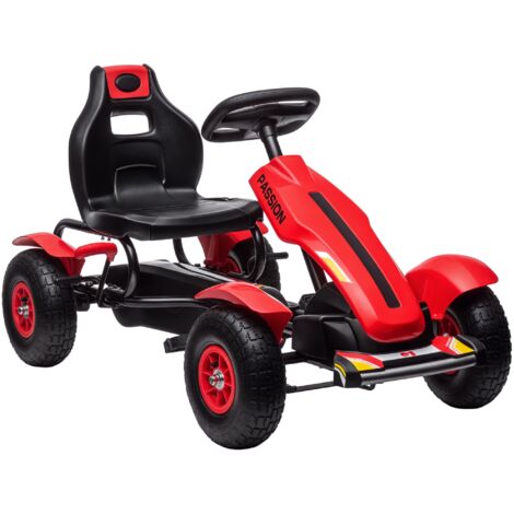 HOMCOM go kart a pedales para niños coche de pedales infantil asiento ajustable neumáticos de goma freno de mano para niños de 5-12 años 121x58x61 cm