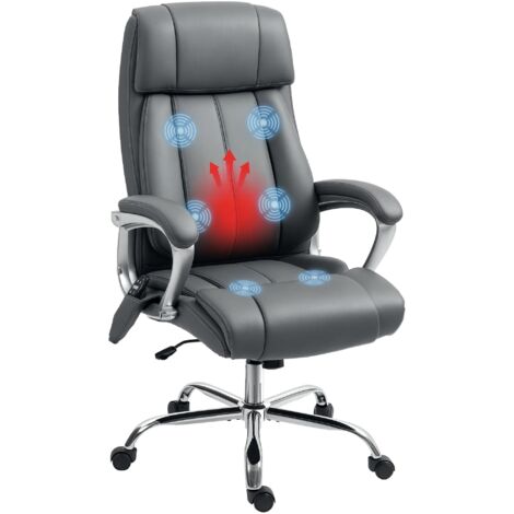 HOMCOM silla de oficina con masaje altura ajustable función de calefacción y función de basculante mando a distancia para estudio gris oscuro (1/5)