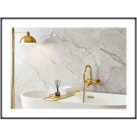 HOMCOM espejo de baño con luz LED 80x60 cm espejo de baño con 3 colores de luz función antivaho función de memoria IP44 horizontal/vertical (1/5)