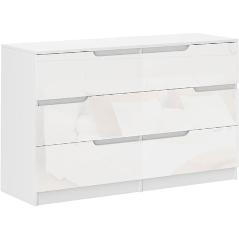 HOMCOM cómoda con 6 cajones cómoda de dormitorio moderno con anti-vuelco cajonera para salón pasillo 120x40x75 cm blanco (1/5)