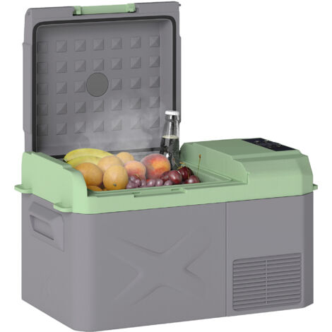 Outsunny nevera portátil eléctrica 17,4l refrigerador de coche 12v-220v con compresor luz led pantalla digital modos eco y max de -20℃ a +20℃ gris