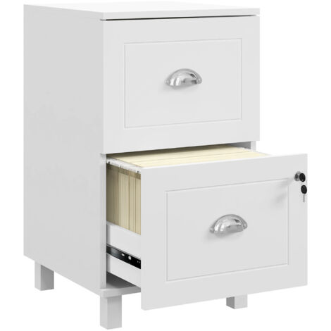HOMCOM cajonera de oficina con 2 cajones cajonera para escritorio con cerraduras carpetas suspendidas para A4 y carta 40x41,5x67,5 cm blanco