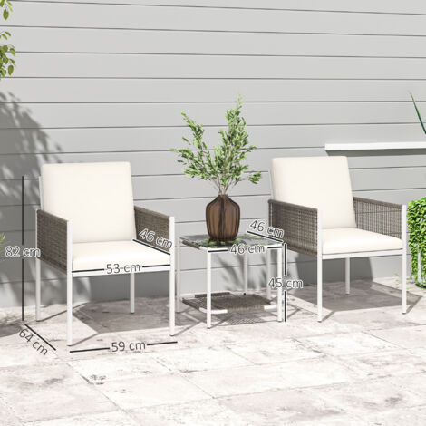 Outsunny conjunto de jardín exterior de 3 piezas juego de 2 sillas y ...