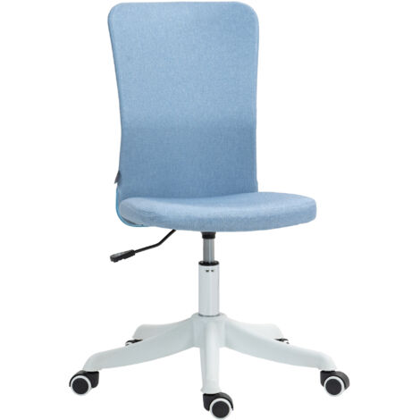 HOMCOM silla de escritorio sin brazos silla de oficina giratoria tapizado en lino sintético con altura ajustable para estudio carga 120 kg azul claro