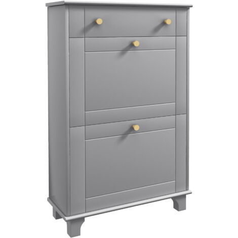 HOMCOM mueble zapatero estrecho con 2 puertas abatibles y 1 cajón para 8 pares de zapatos para entrada pasillo 60x23,5x98,5 cm gris