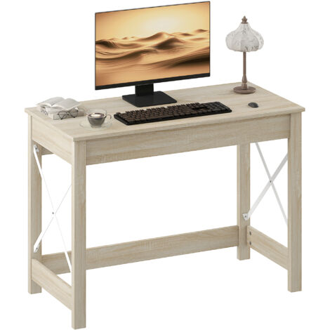HOMCOM mesa escritorio estilo moderno escritorio fácil de montar mesa de ordenador para oficina dormitorio estudio 105x50x76 cm natural