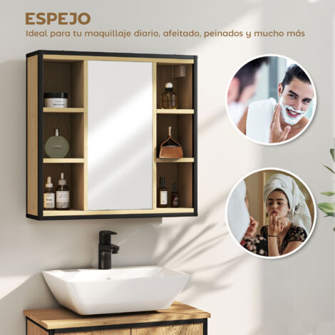 HOMCOM Armario De Baño Con Espejo Armario Con Espejo Para Baño Con Estantes Estilo Moderno 60x20x60 Cm Madera Natural~1rd4q1c31qg01 HOMCOM Armario De Baño Con Espejo Armario Con Espejo Para Baño Con Estantes Estilo Moderno 60x20x60 Cm Madera Natural~1rd4q1c31qg01