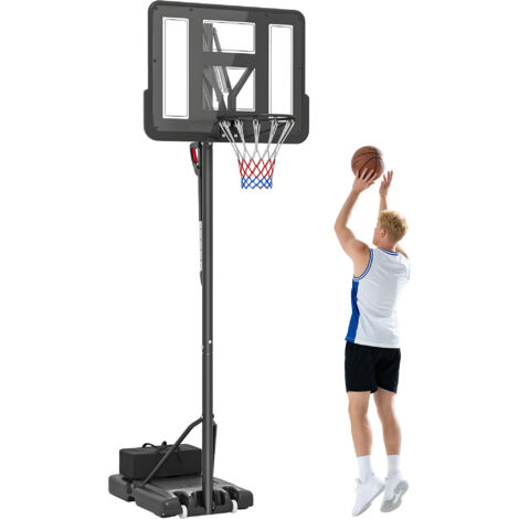 SPORTNOW canasta de baloncesto para exterior interior con altura ajustable 235-305 cm canasta portátil con ruedas base rellenable bolsa de peso negro