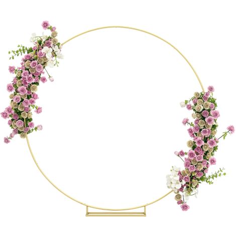 Outsunny arco de jardín de metal redondo para rosas arco de boda con recubrimiento en polvo para plantas trepadoras decoración 230x28x234 cm dorado (1/5)